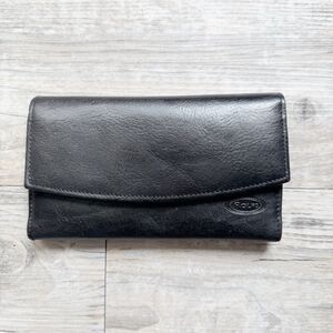 Rolfs Black Genuine Leather Checkbook Wallet Checkbook Cover Organizer Vintage